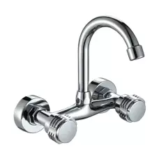 Смесител за баня с двойна дръжка и стенен монтаж Смесител за баня с двойна дръжка и стенен монтаж