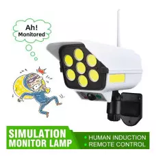 Соларна лампа - Имитация на охранителна камера, 150 W, 63 COB, със сензор за движеи и дистанционно Соларна лампа - Имитация на охранителна камера, 150 W, 63 COB, със сензор за движеи и дистанционно