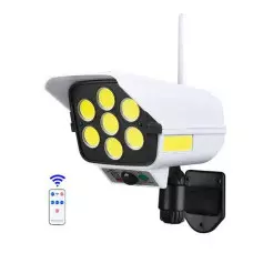 Соларна лампа - Имитация на охранителна камера, 150 W, 63 COB, със сензор за движеи и дистанционно Соларна лампа - Имитация на охранителна камера, 150 W, 63 COB, със сензор за движеи и дистанционно