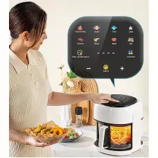 6 литра Air Fryer - Фритюрник с горещ въздух и прозрачна кошница , 2400 W, Тъч скрийн управление 6 литра Air Fryer - Фритюрник с горещ въздух и прозрачна кошница , 2400 W, Тъч скрийн управление