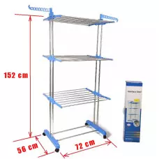 Голям Сушилник за дрехи - сгъваеми 3 нива и 2 закачалки, на колелца Голям Сушилник за дрехи - сгъваеми 3 нива и 2 закачалки, на колелца
