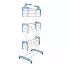 Голям Сушилник за дрехи - сгъваеми 3 нива и 2 закачалки, на колелца Голям Сушилник за дрехи - сгъваеми 3 нива и 2 закачалки, на колелца