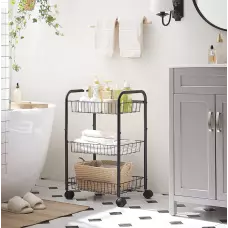 Преносима етажерка с 3 метални рафта Преносима етажерка с 3 метални рафта