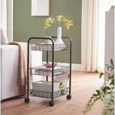 Преносима етажерка с 3 метални рафта Преносима етажерка с 3 метални рафта