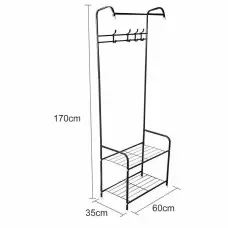 Мултифункционална закачалка с 2 рафта за обувки Мултифункционална закачалка с 2 рафта за обувки
