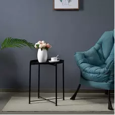 Черна кръгла метална маса Черна кръгла метална маса