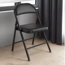 Сгъваем кожен стол със стоманена конструкция Сгъваем кожен стол със стоманена конструкция