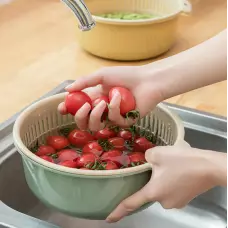 Двойна кухненска кошница за отцеждане на зеленчуци и плодове Двойна кухненска кошница за отцеждане на зеленчуци и плодове