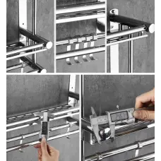 Органайзер за баня с 2 рафта и поставки за хавлии Органайзер за баня с 2 рафта и поставки за хавлии