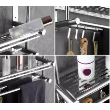 Органайзер за баня с 2 рафта и поставки за хавлии Органайзер за баня с 2 рафта и поставки за хавлии