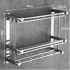 Органайзер за баня с 2 рафта и поставки за хавлии Органайзер за баня с 2 рафта и поставки за хавлии