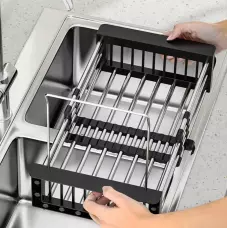 Регулируема кошница за отцеждане на плодове, зеленчуци и съдове Регулируема кошница за отцеждане на плодове, зеленчуци и съдове