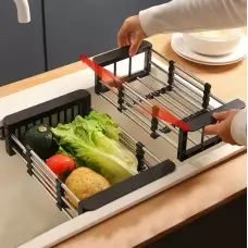 Регулируема кошница за отцеждане на плодове, зеленчуци и съдове Регулируема кошница за отцеждане на плодове, зеленчуци и съдове