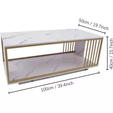 Стилна двуетажна холна маса за кафе с мраморна текстура Стилна двуетажна холна маса за кафе с мраморна текстура
