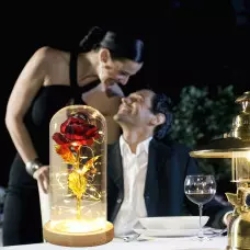 Вечна роза в стъкленица с LED лампички Вечна роза в стъкленица с LED лампички