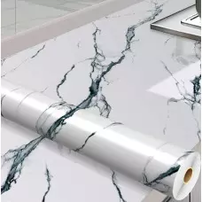 Самозалепващо фолио – бял мрамор с черни линии Самозалепващо фолио – бял мрамор с черни линии