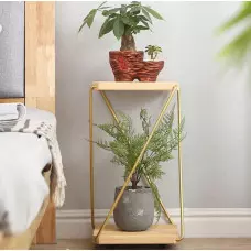 Етажерка за съхранение от дърво с метална конструкция Етажерка за съхранение от дърво с метална конструкция