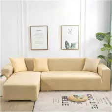 Стилен и еластичен протектор за ъглов диван - Бежов Стилен и еластичен протектор за ъглов диван - Бежов