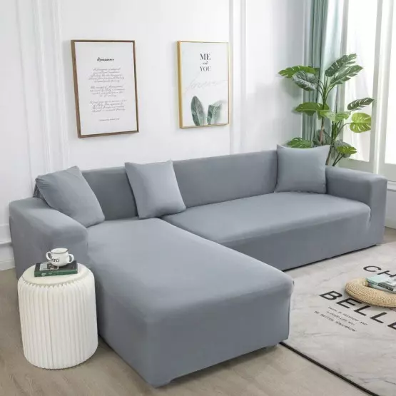 Стилен и еластичен протектор за ъглов диван - Сив