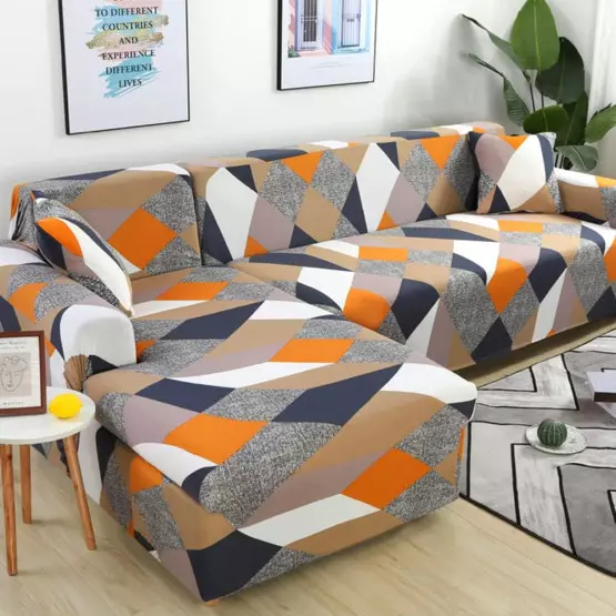 Еластичен калъф за ъглов диван - Многоцветен