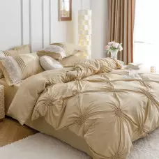 Луксозен спален комплект с бродерия от 6 части – Бежов Луксозен спален комплект с бродерия от 6 части – Бежов