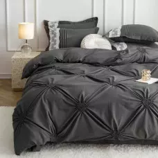 Луксозен спален комплект с бродерия от 6 части – Тъмносив Луксозен спален комплект с бродерия от 6 части – Тъмносив