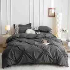 Луксозен спален комплект с бродерия от 6 части – Тъмносив Луксозен спален комплект с бродерия от 6 части – Тъмносив