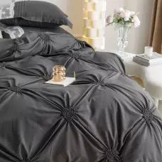 Луксозен спален комплект с бродерия от 6 части – Тъмносив Луксозен спален комплект с бродерия от 6 части – Тъмносив