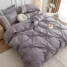 Луксозен спален комплект с бродерия от 6 части – Сив Луксозен спален комплект с бродерия от 6 части – Сив