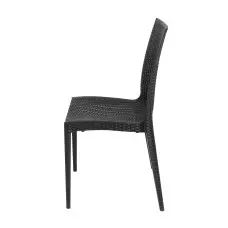 Градински стол от полипропилен с плетен дизайн - Черен Градински стол от полипропилен с плетен дизайн - Черен