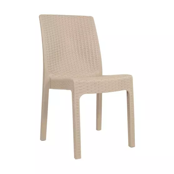 Градински стол от полипропилен с плетен дизайн - Бежов