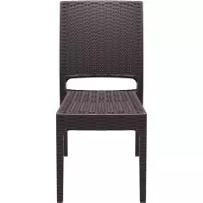 Градински стол от полипропилен с плетен дизайн - Кафяв Градински стол от полипропилен с плетен дизайн - Кафяв