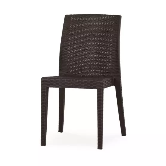 Градински стол от полипропилен с плетен дизайн - Кафяв