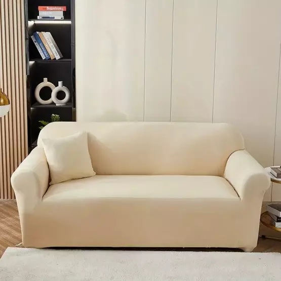 Кадифен калъф за диван  - Кремав