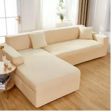 Кадифен калъф за ъглов диван - Кремав Кадифен калъф за ъглов диван - Кремав