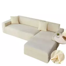 Кадифен калъф за ъглов диван - Кремав Кадифен калъф за ъглов диван - Кремав