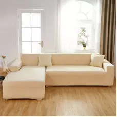 Кадифен калъф за ъглов диван - Кремав Кадифен калъф за ъглов диван - Кремав