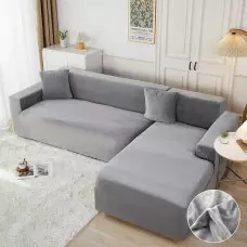 Кадифен калъф за ъглов диван - Сив Кадифен калъф за ъглов диван - Сив