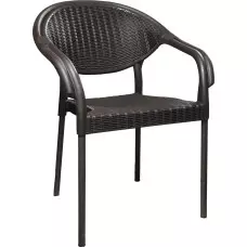 Градински стол от полипропилен с подлакътници - Кафяв Градински стол от полипропилен с подлакътници - Кафяв