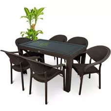 Градински стол от полипропилен с подлакътници - Кафяв Градински стол от полипропилен с подлакътници - Кафяв