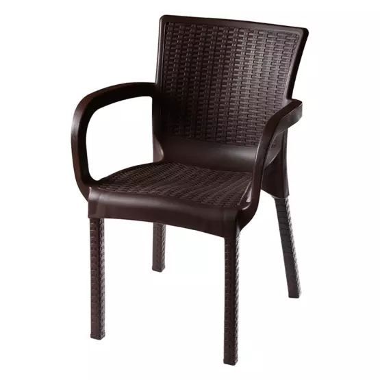 Удобен градински стол от полипропилен - Кафяв