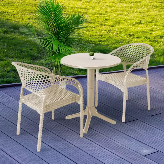 Градински комплект - маса и 2 стола в ратанов дизайн