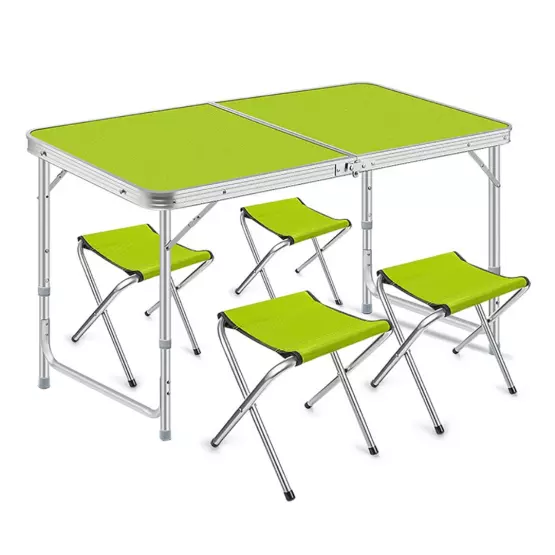 Сгъваем комплект за къмпинг - маса + 4 стола в зелено