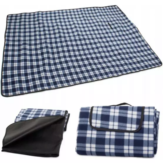 Одеяло за къмпинг в тъмносиньо и бяло - 150x200 см.