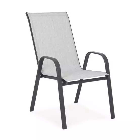 Градински стол метална конструкция и текстил – Сив
