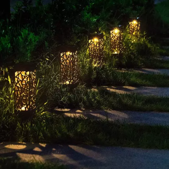 6 броя градински соларни лампи с дизайн мрежа