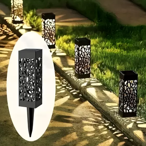 6 броя градински соларни лампи с дизайн мрежа
