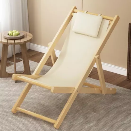 Дървен сгъваем плажен стол с възглавница