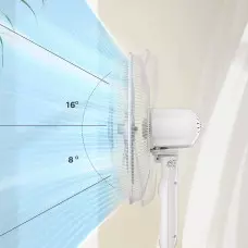 Въртящ се вентилатор с регулируема височина и 3-степенно управление с бутони Въртящ се вентилатор с регулируема височина и 3-степенно управление с бутони