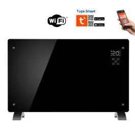 Θερμοπομπός με γυάλινο πάνελ, 2000W, οθόνη LED, ηλεκτρονικό θερμοστάτη αφής, χρονοδιακόπτη, Μαύρο